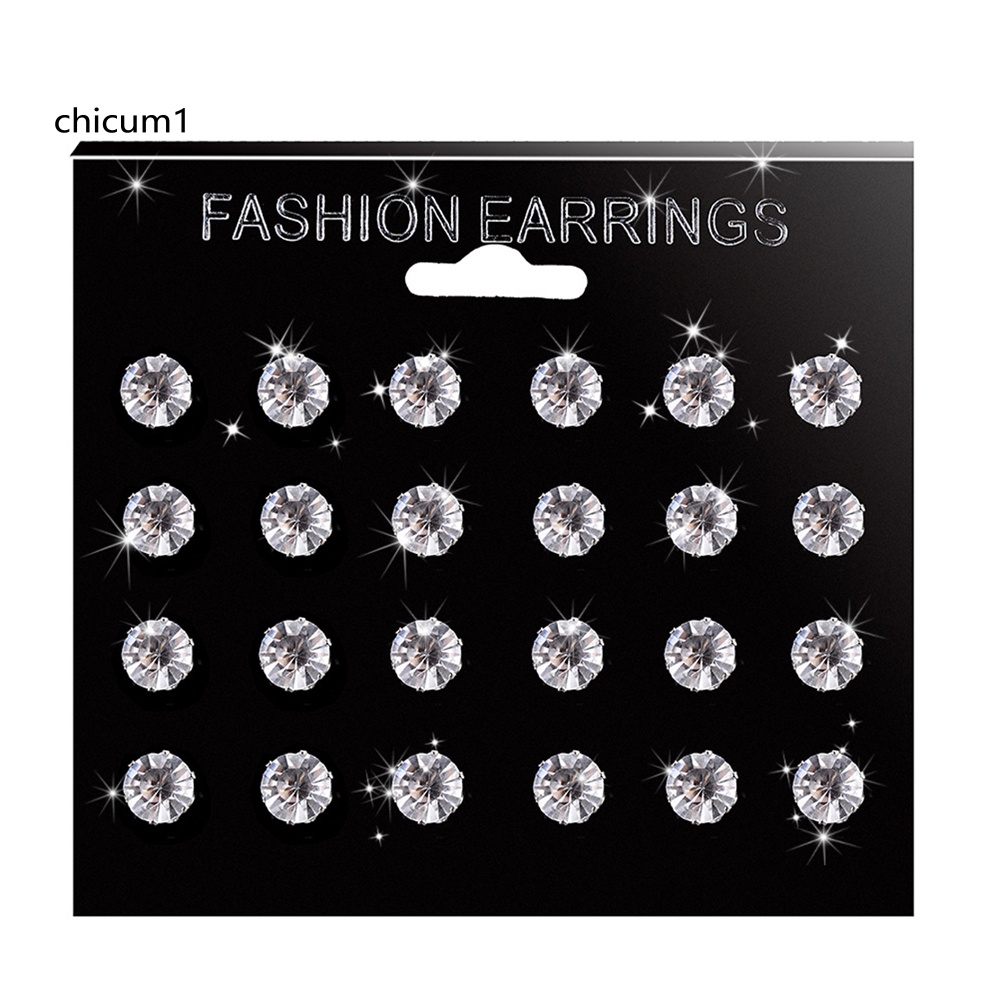 Set 12 / 6 Đôi Bông Tai Hình Hoa Hồng Đính Đá Phong Cách Cổ Điển Cho Nữ