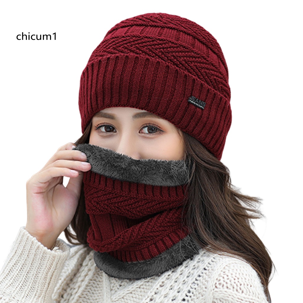 Set 2 Mũ Len Che Phủ Cổ Giữ Ấm Mùa Đông Dành Cho Nữ