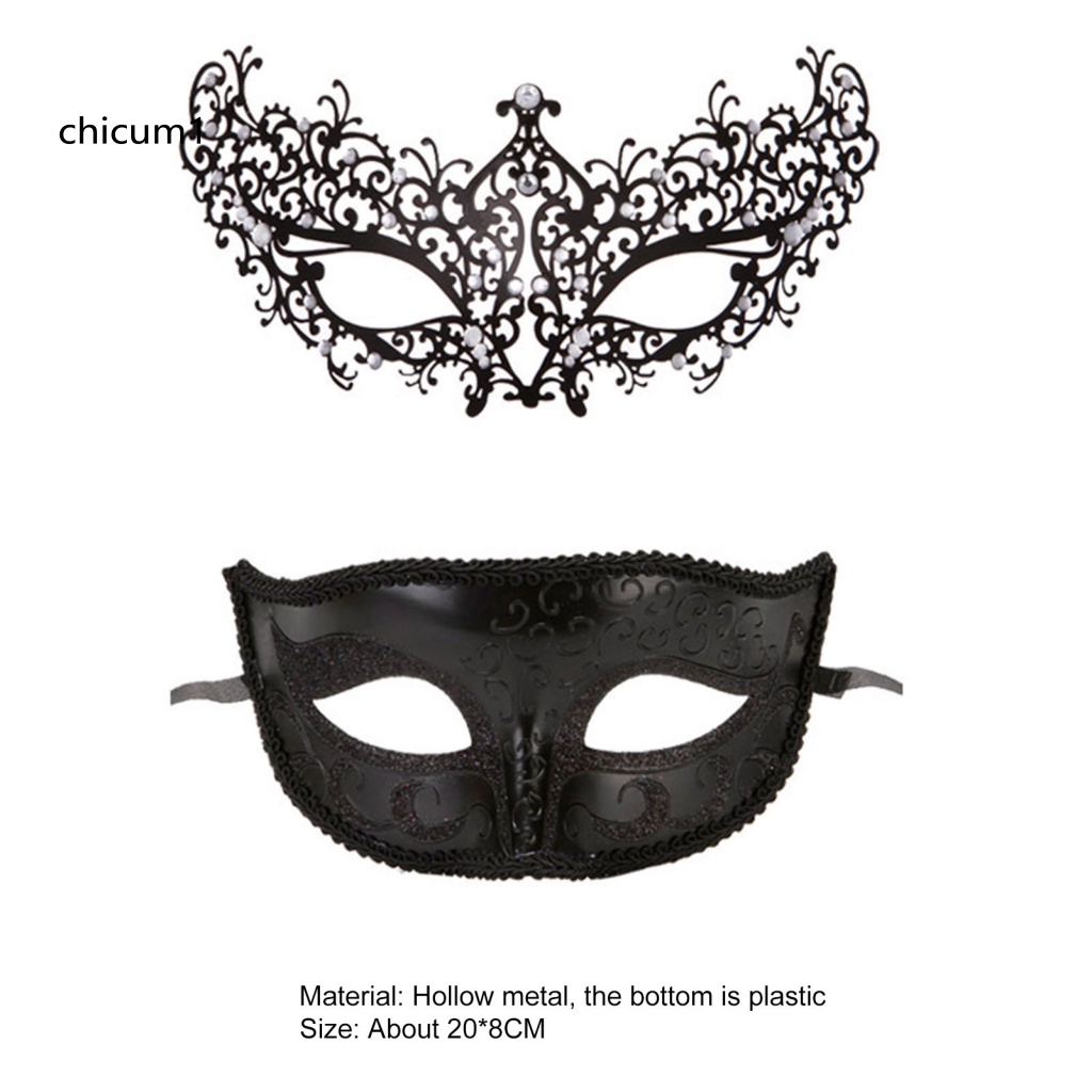 Mặt Nạ Che Nửa Mặt Bằng Kim Loại Đính Đá Lấp Lánh Màu Đen Phong Cách Cổ Điển Dùng Hóa Trang