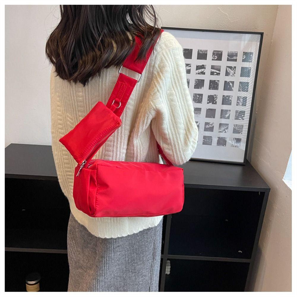 OSIER1 Túi Đeo Chéo Bằng Nylon Sức Chứa Lớn Màu Trơn Thời Trang Cho Nam Và Nữ