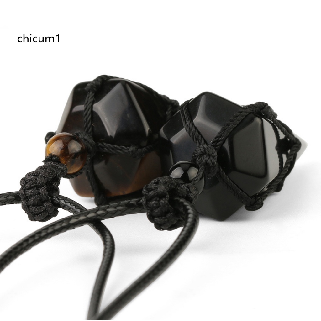 Vòng Cổ CC Lăng Kính Lục Giác Dệt Tay Màu Đen Đính Pha Lê Giả Cho Unisex Mặc Hàng Ngày