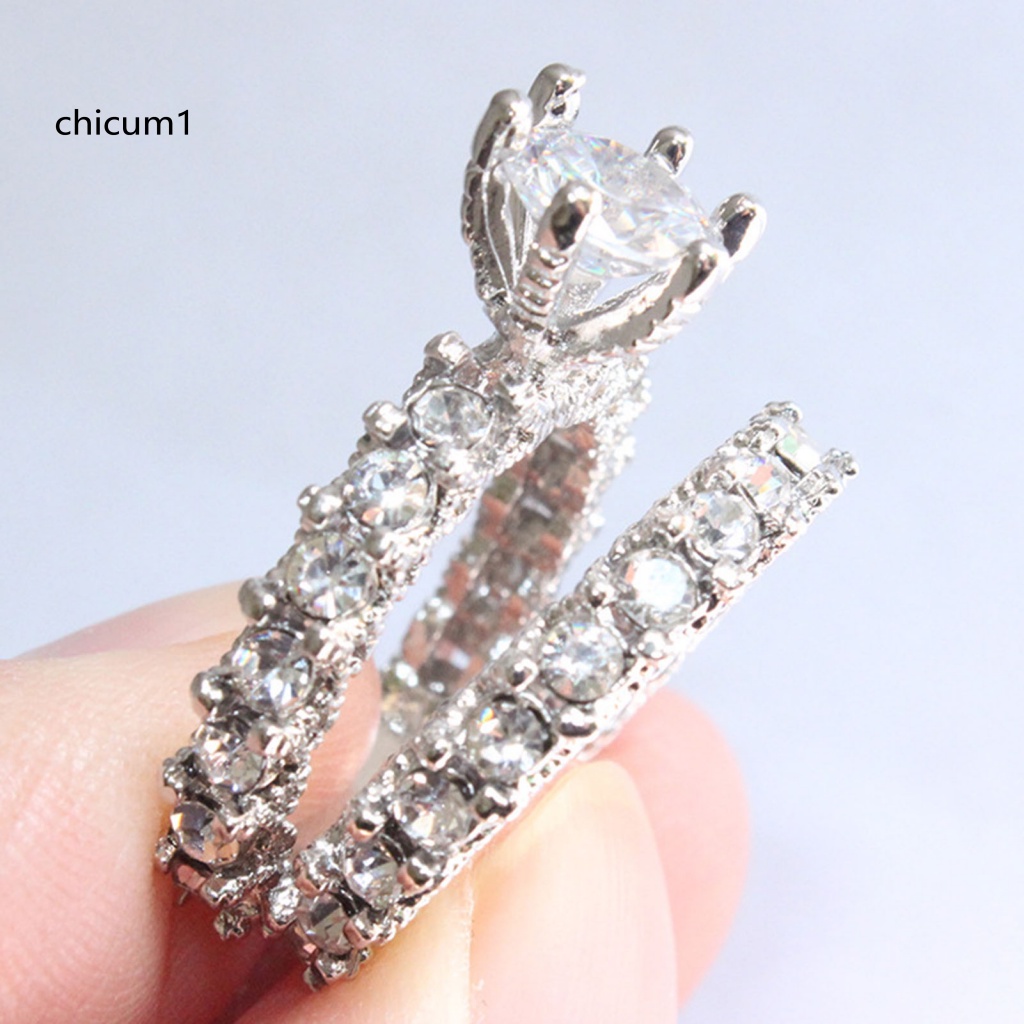 1 Cặp Nhẫn Đính Đá Toàn Diện Không Phai Màu Khối Lượng Nhẹ Dành Cho Nữ