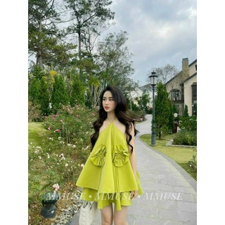 Set bộ đùi hai dây cổ yếm vải lanh lụa mềm mại freesize dưới 60kg