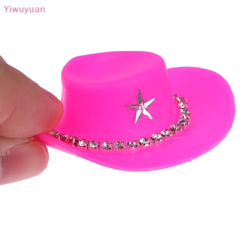 < Yiwuyuan > Set 5 Mũ Cao Bồi Mini Màu Hồng Đính Kim Cương Thời Trang Sáng Tạo Và Thiết Thực Cho Búp Bê Bé Gái