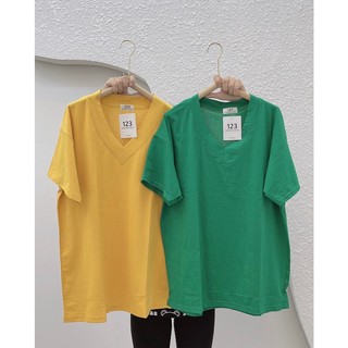 Áo Thun Giấy Cổ Tim Phom Rộng