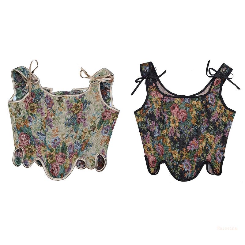 Áo Croptop Hai Dây In Hoa Phong Cách Cổ Điển Thời Trang Đi Biển Cho Nữ