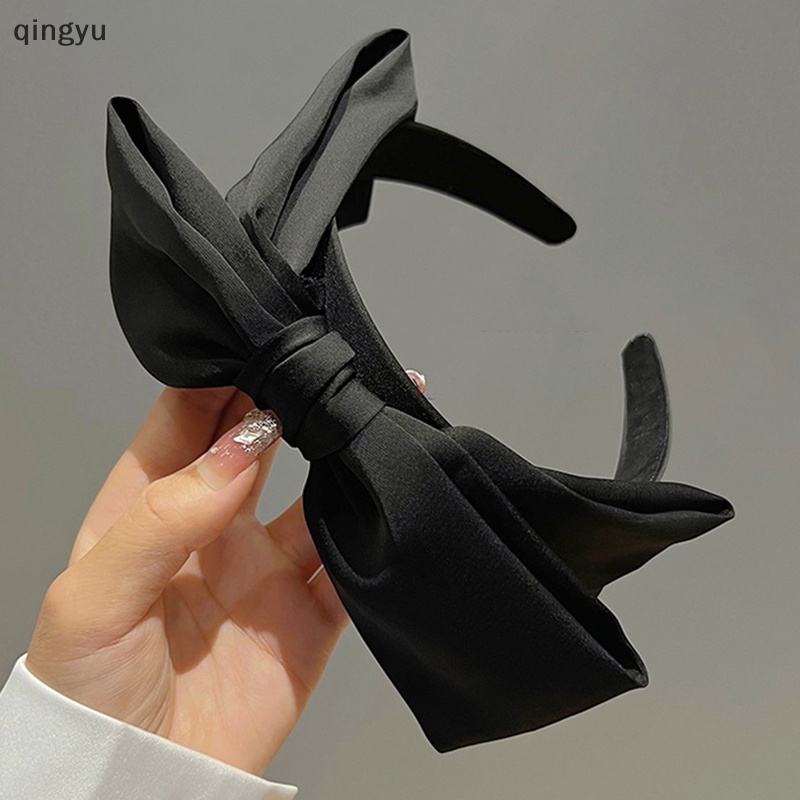 Băng Đô Cài Tóc Màu Trơn Đính Nơ To Chống Trượt Thời Trang Cho Nữ