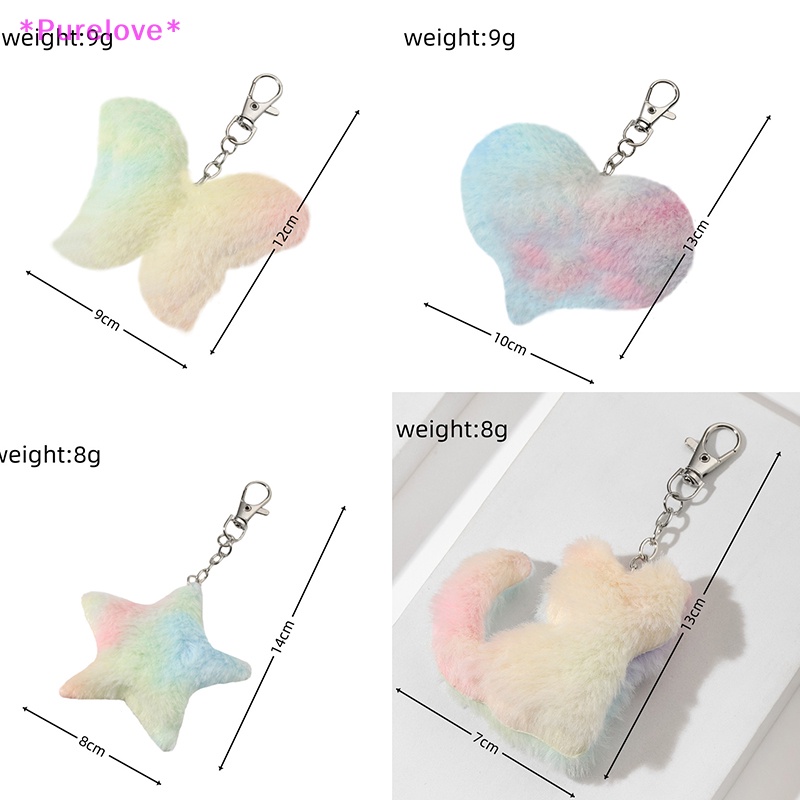 Móc Khóa Xe Hơi / Túi Xách Hình Mèo / Bướm / Ngôi Sao Bằng Lông Nhung Thủ Công Nhiều Màu Xinh Xắn Mới