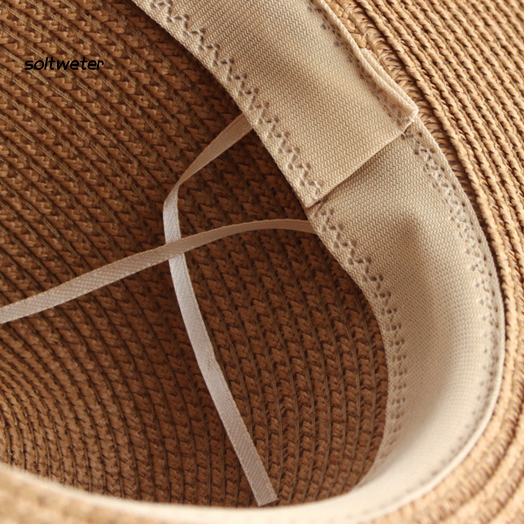 Mũ Cói Rộng Vành Chống Nắng / Gió Màu Trơn Tùy Chỉnh Thời Trang Cho Nam Và Nữ