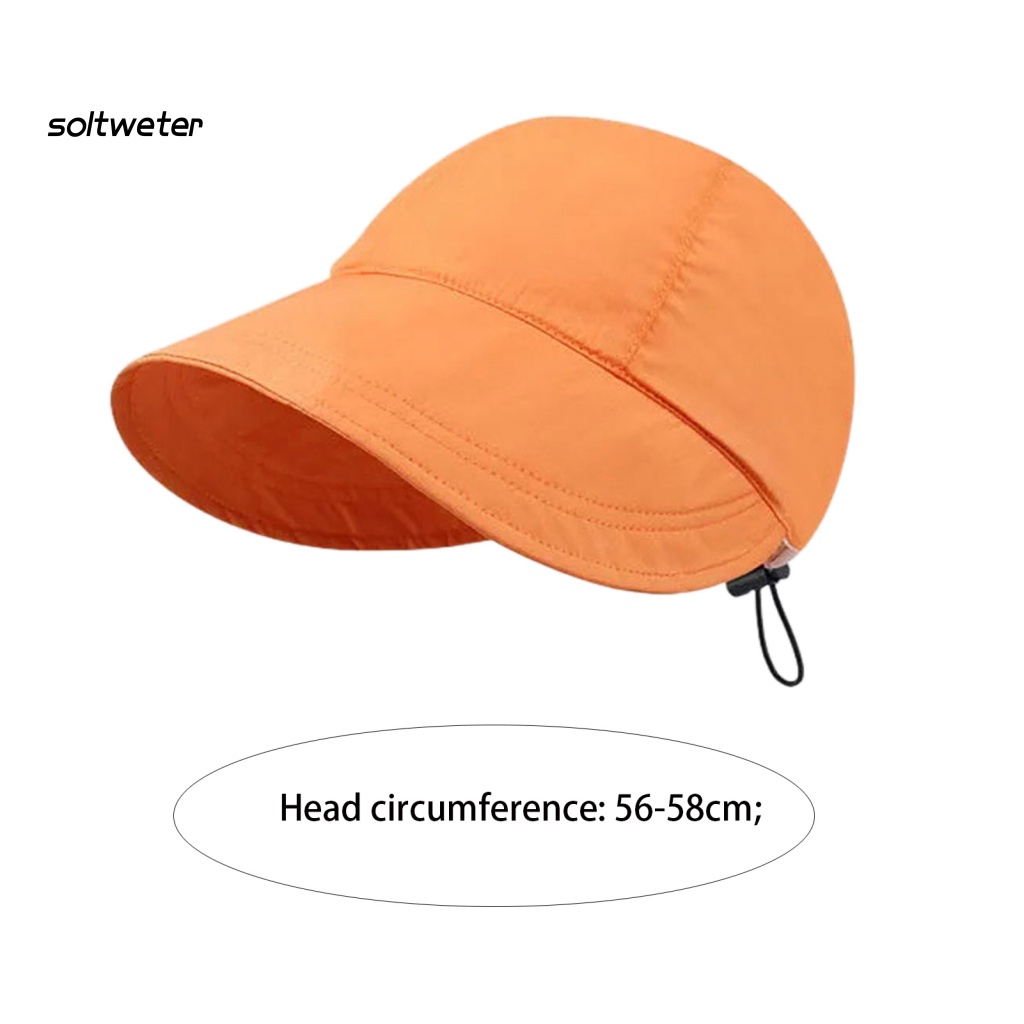 Nón Rộng Vành Che Nắng Mùa Hè Thoáng Khí Có Dây Rút Màu Sắc Trơn Cho Nữ