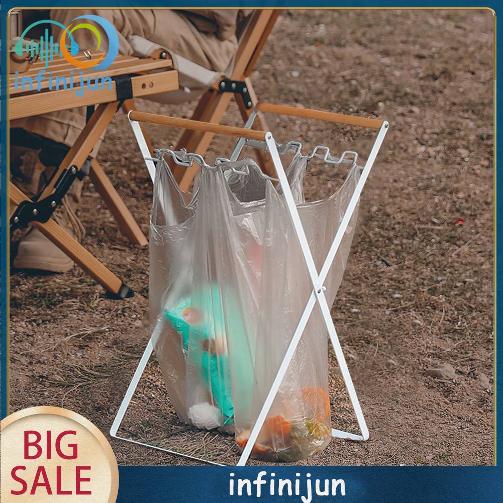 Giá Đỡ Túi Đựng Rác Có Tay Cầm Bằng Gỗ Có Thể Gấp Gọn Dùng Khi Đi Dã Ngoại