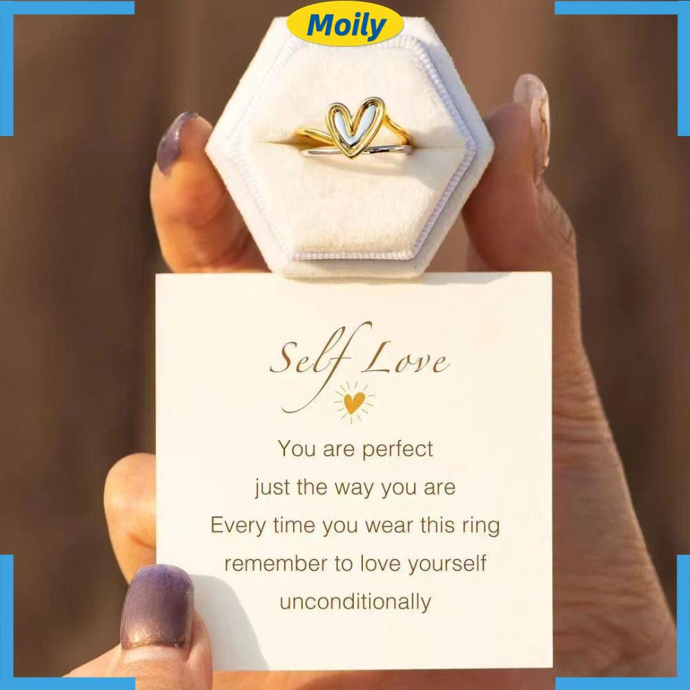MOILYVN Nhẫn Vàng Hình Trái Tim Bằng Hợp Kim Thời Trang Cho Nữ