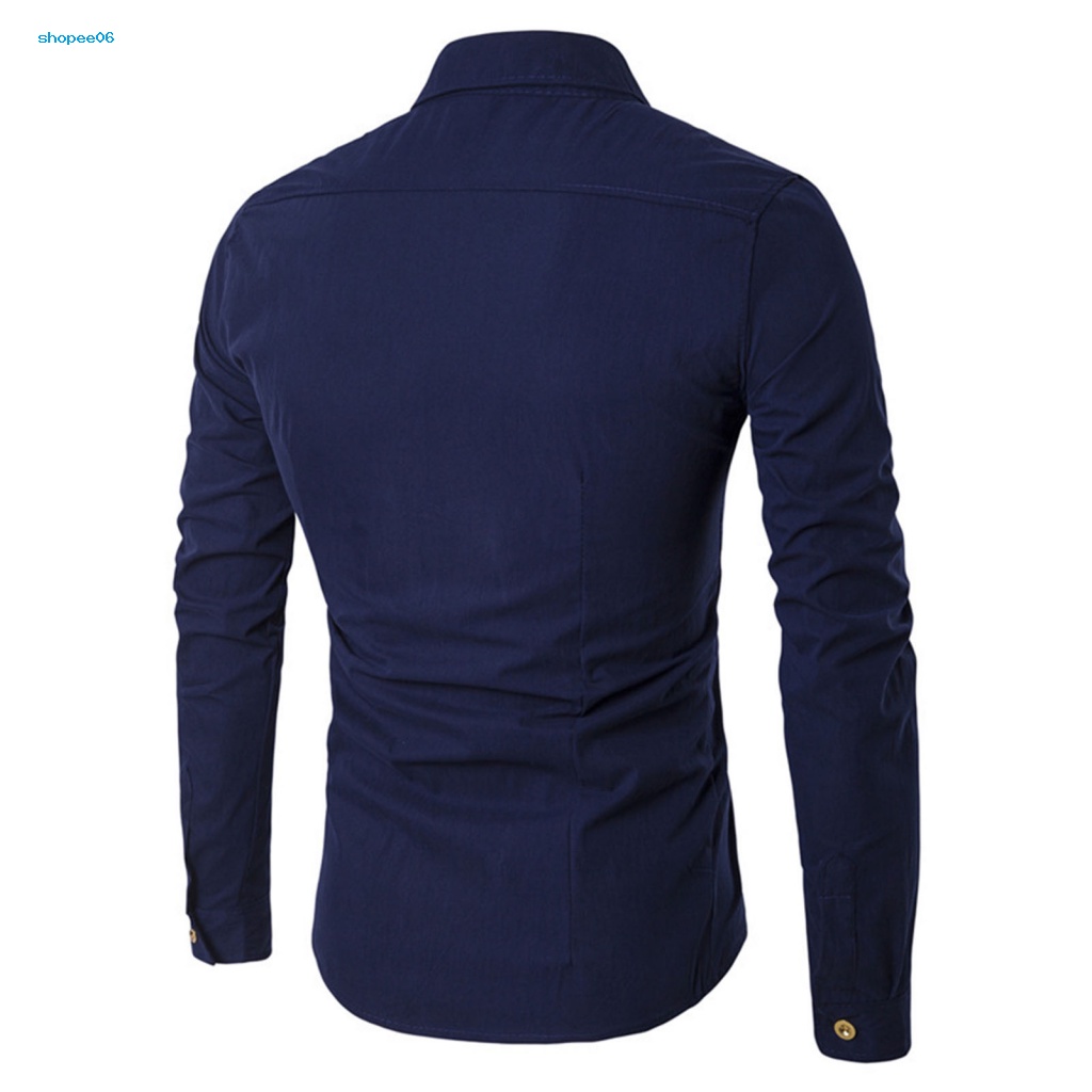 Áo Sơ Mi Nam Cổ Bẻ Hai Hàng Nút Cài Màu Sắc Thanh Lịch