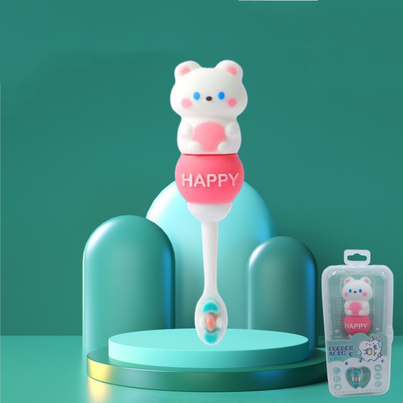 Bàn chải đánh răng trẻ em, bàn chải đánh răng mềm mịn cho bé, tay cầm ngắn hoạt hình bảo vệ răng, bao bì độc lập