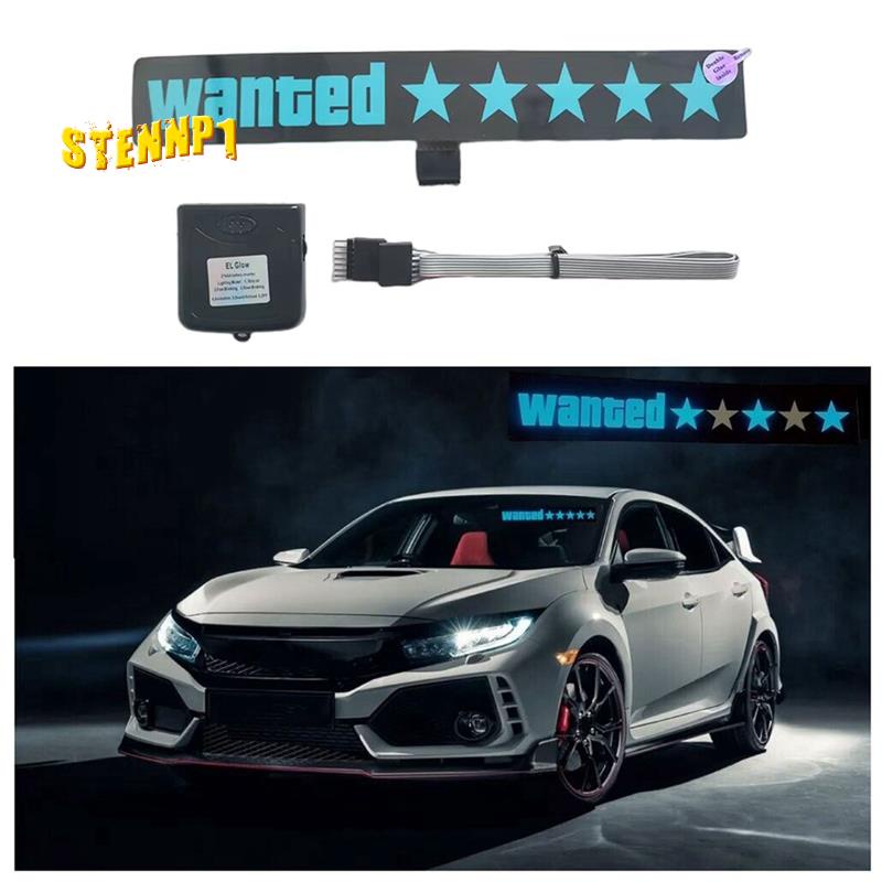 Bộ 5 Miếng Dán Trang Trí Kính Chắn Gió Xe Hơi Có Đèn LED Xanh Dương Độc Đáo