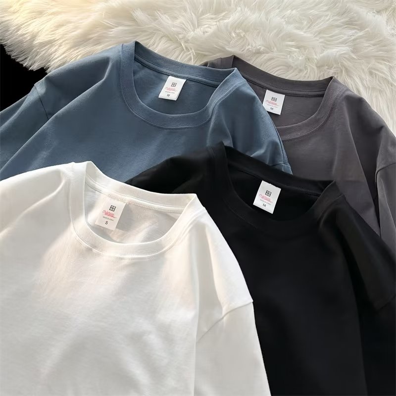 Áo Thun Tay Ngắn Màu Sắc Đơn Giản Phong Cách Đường Phố Cho Nam