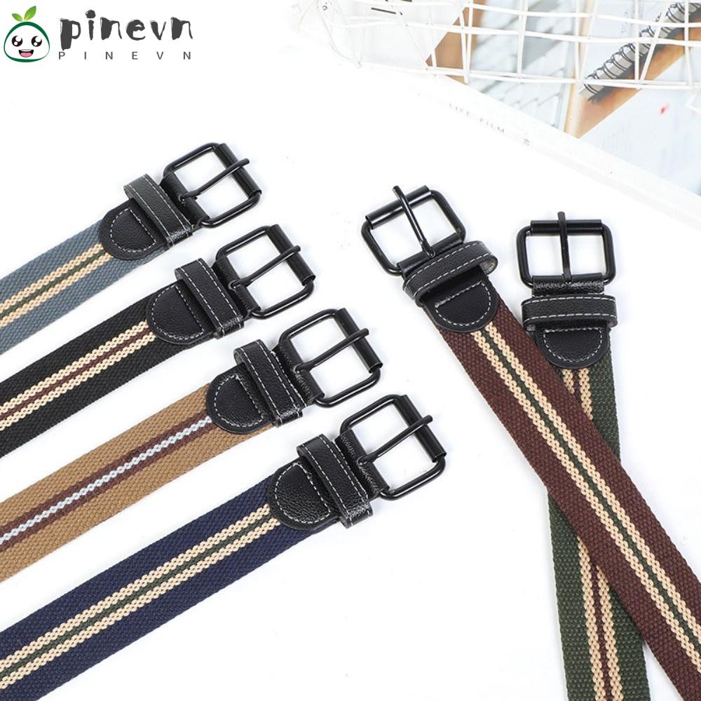 PINEVN Dây Thắt Lưng Vải Canvas Nylon Bện Kiểu Vintage Cá Tính Cho Nữ