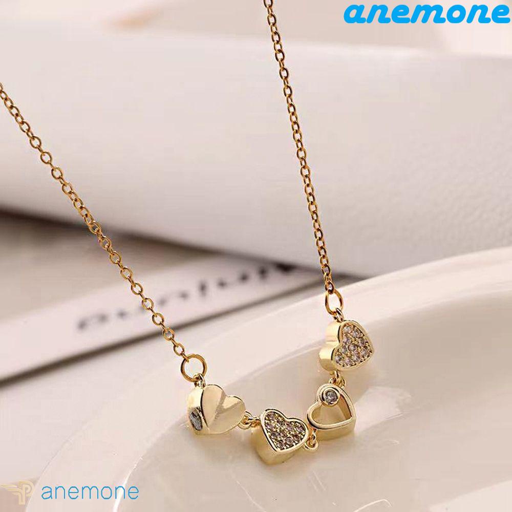 ANEMONE Dây Chuyền Mặt Trái Tim Đính Đá Thời Trang Cho Nữ