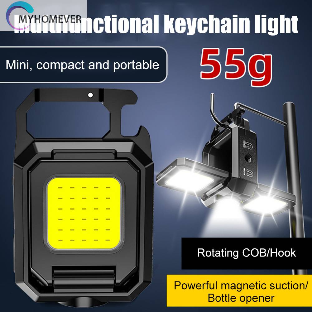 Móc Khóa Đèn LED 1000LM COB 800mAh Type-C USB Chống Thấm Nước IPX4