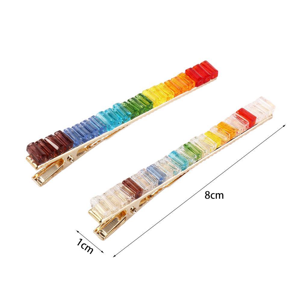 ANEMONE Kẹp Tóc Đính Đá Màu Cầu Vồng Phong Cách Hàn Quốc Ngọt Ngào Cho Nữ