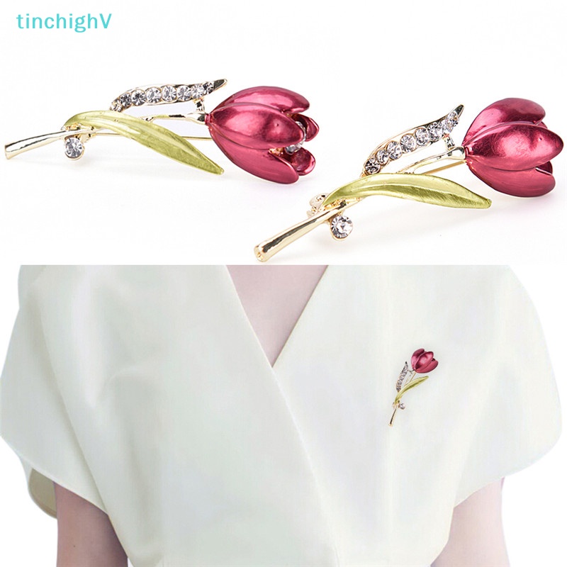 [TinchighV] Trâm Cài Áo Hình Hoa Tulip Đính Pha Lê Thanh Lịch [Mới]