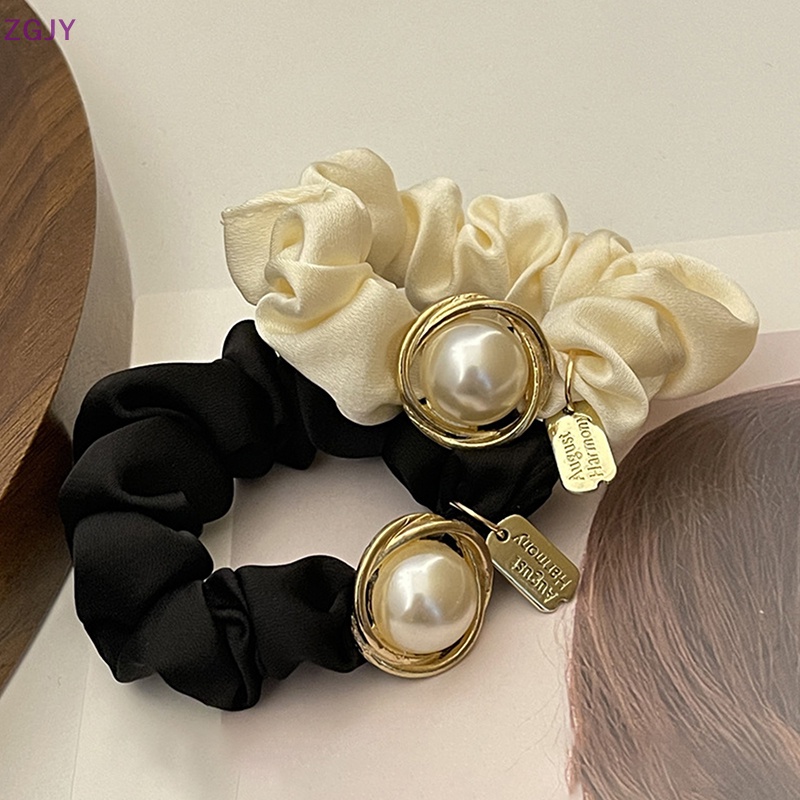 Dây Cột Tóc Cao Su Co Giãn Đính Hạt Ngọc Trai Lớn Đơn Giản Thời Trang Dành Cho Nữ Mới