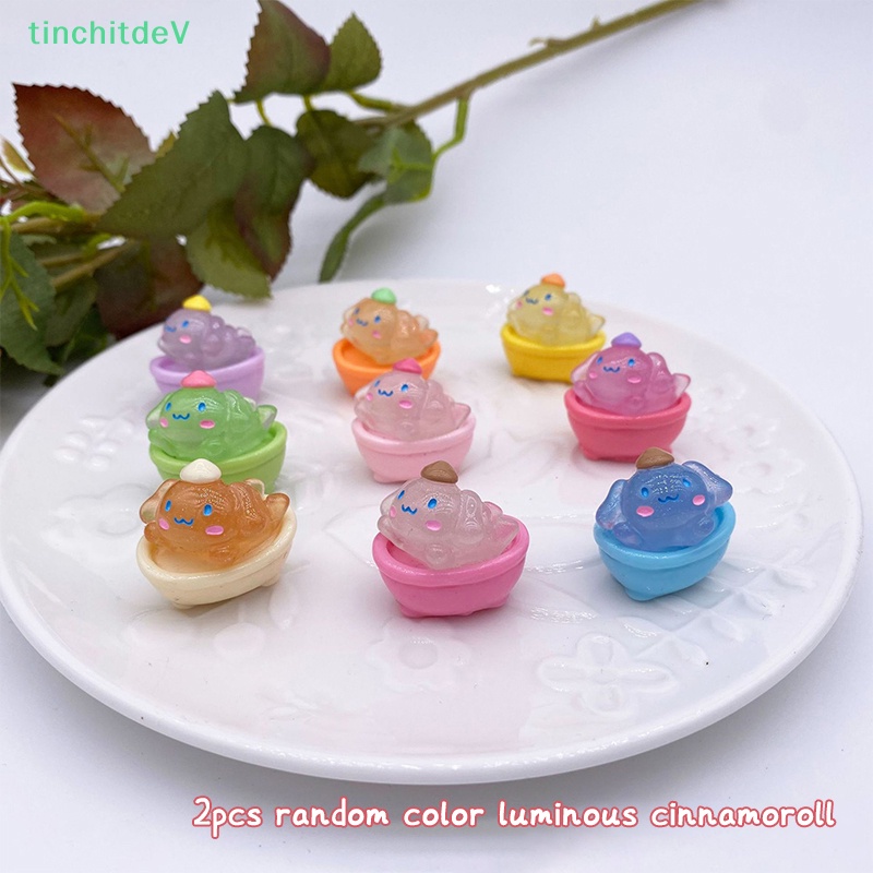 Set 2 Chú Chó Tai To Bằng Nhựa Resin Dạ Quang Dễ Thương Trang Trí Xe Hơi