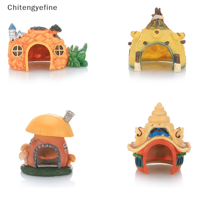 Ctye Đồ Trang Trí Bể Cá Mini Hình Ngôi Nhà Dứa Tôm Cá Hoạt Hình Bằng Nhựa Resin Trốn Tìm Được