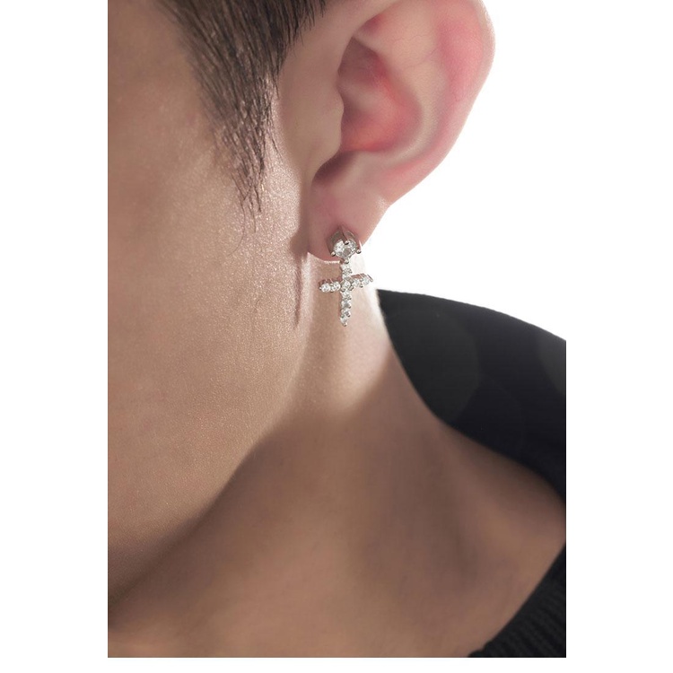 Khuyên Tai Hình Thánh Giá Đính Đá Zircon Cao Cấp Phong Cách Hip Hop Mới Dành Cho Nam Nữ