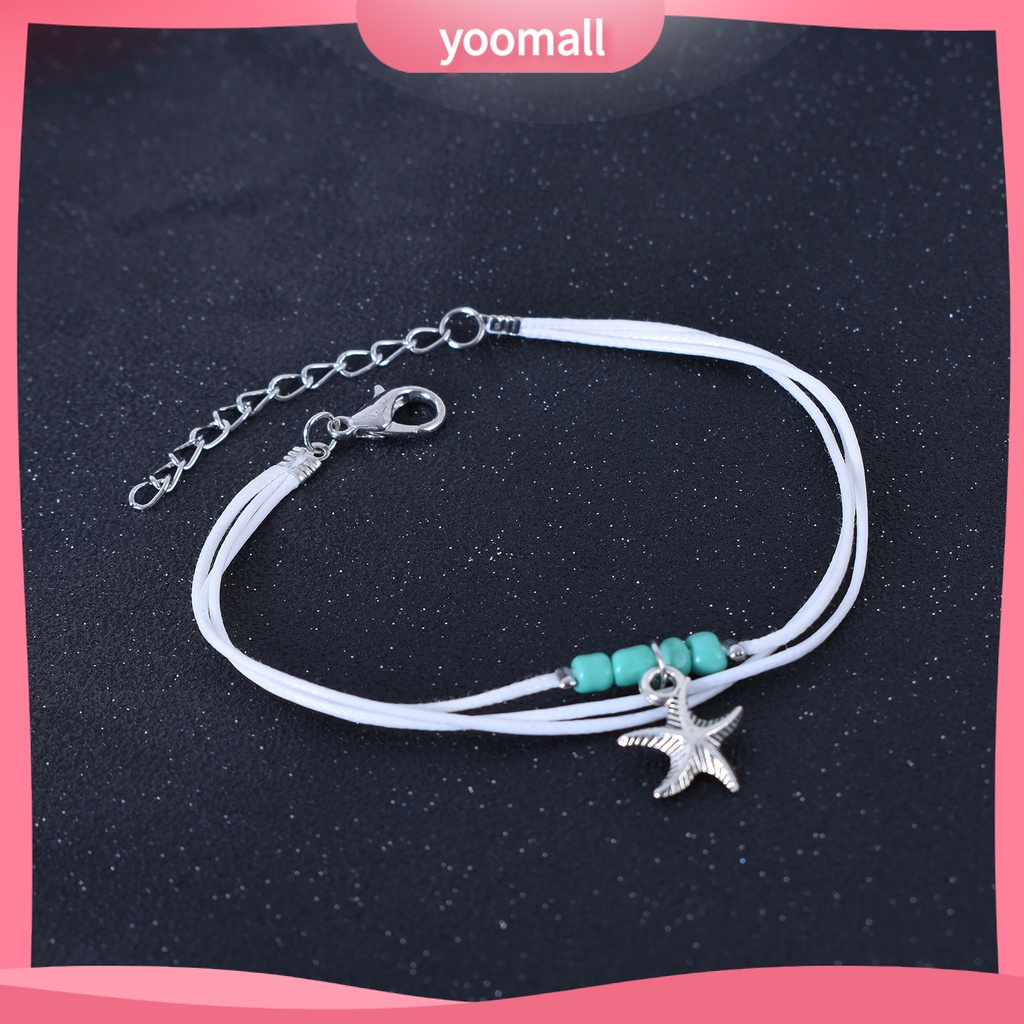 Lắc Chân Nhiều Lớp Đính Hạt Và Ngôi Sao Biển Phong Cách Boho Thời Trang Cho Nữ