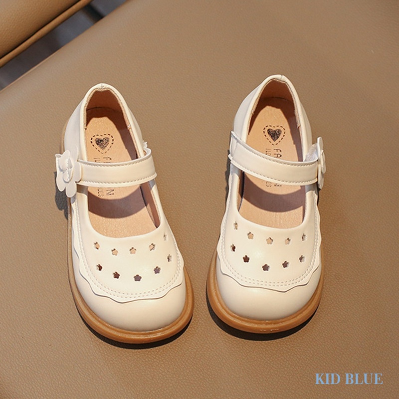 Giày Búp Bê Da Đế Mềm Thiết Kế Đục Lỗ Thời Trang Xuân Thu Cho Bé Gái