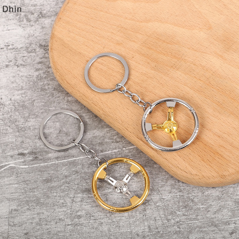 [Dhin] Sports Racing Mixed Color Personality Steering Wheel Modified Car Keychain Creative Model Metal Charm Key Ring COD