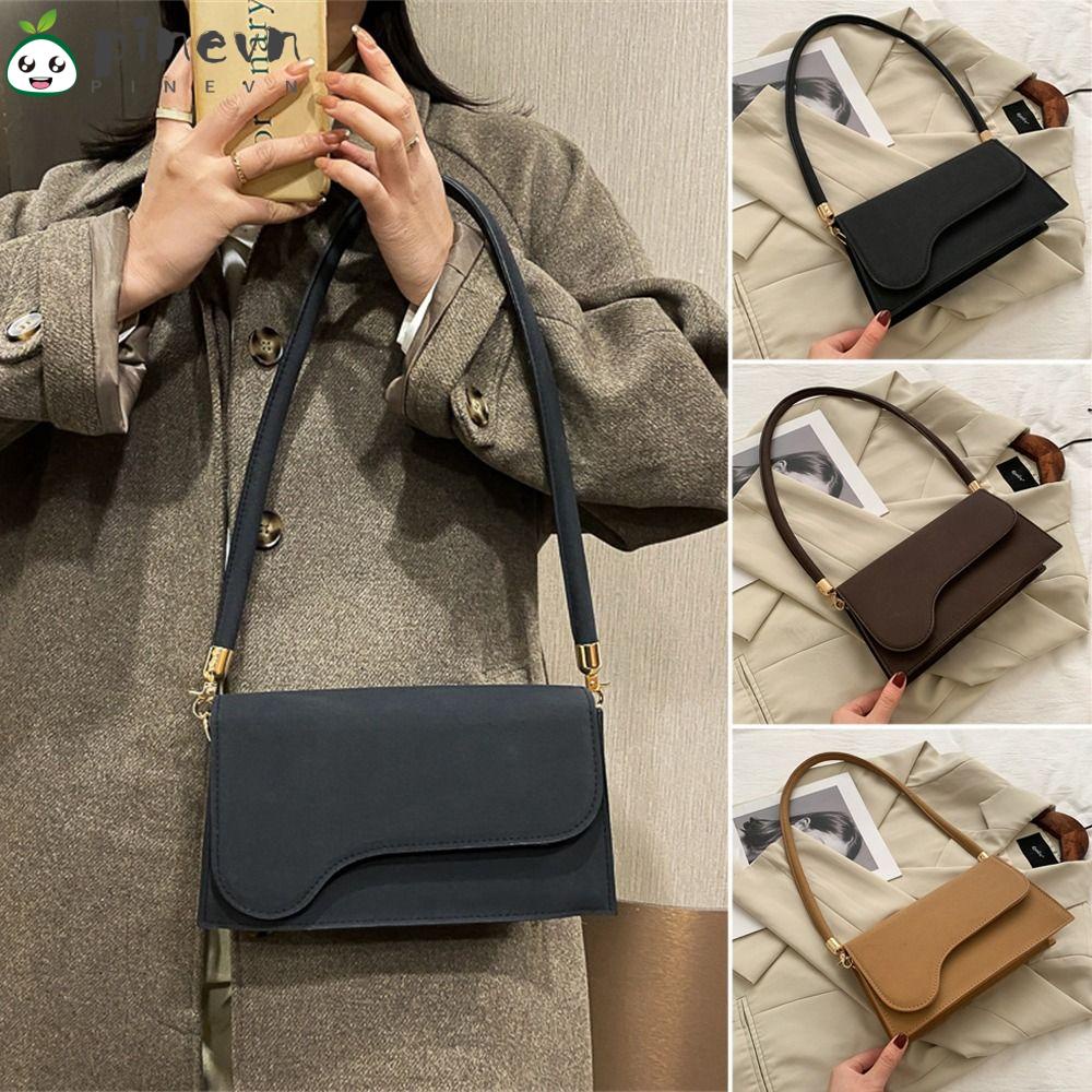 PINEVN Túi Xách Da PU Màu Trơn Sức Chứa Lớn Thời Trang Cho Nữ