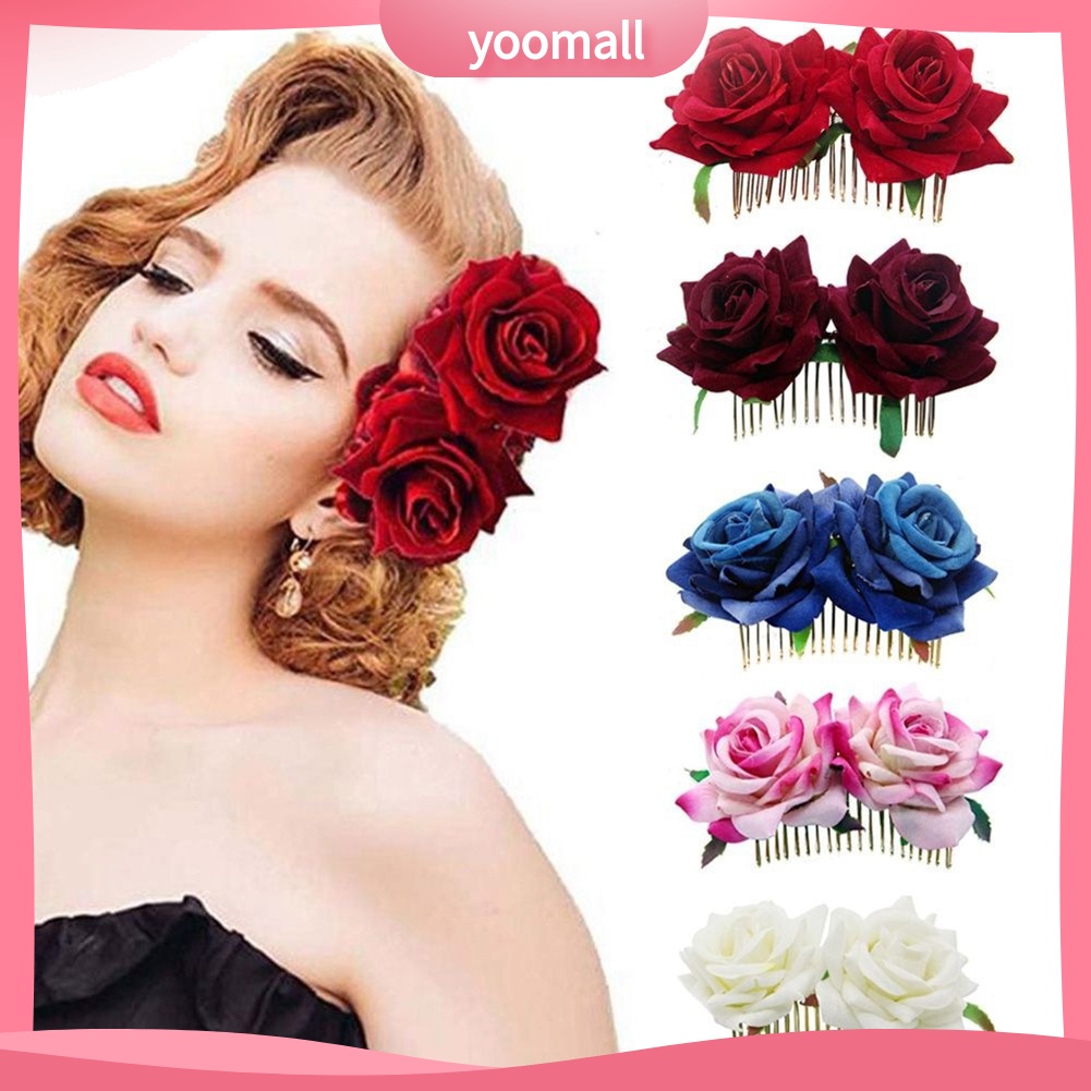 Lược Cài Tóc Hình Hoa Hồng Cho Cô Dâu