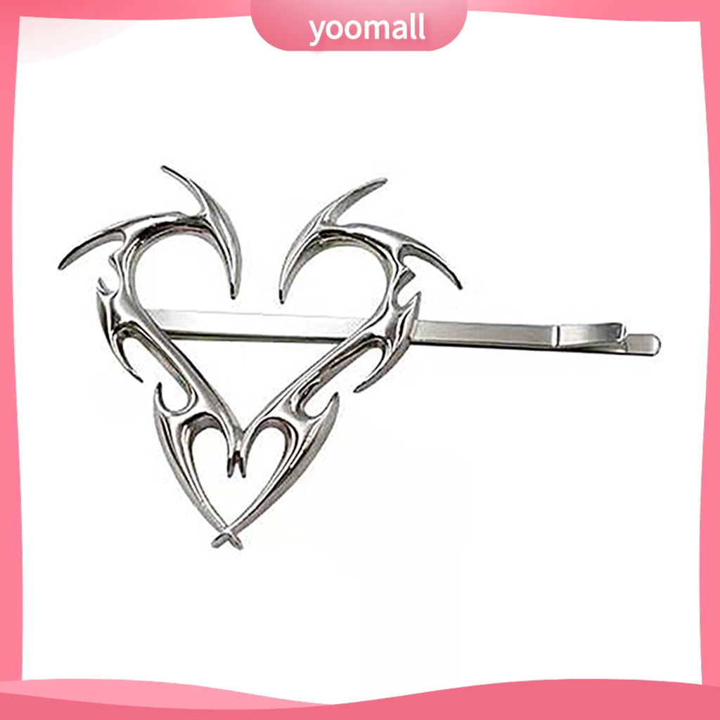 [YM] Kẹp Tóc Dạng Phi Tiêu Hình Học Trái Tim Màu Bạc Phong Cách Hip Hop Cá Tính Tinh Tế Tốt Cho Cuộc Sống Hàng Ngày