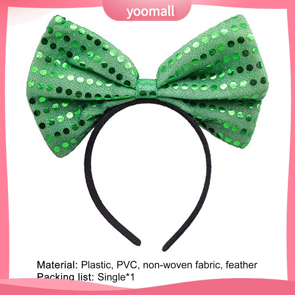 Băng Đô Cài Tóc Hình Nón Đính Nơ Lấp Lánh Cho Ngày Thánh Patricks