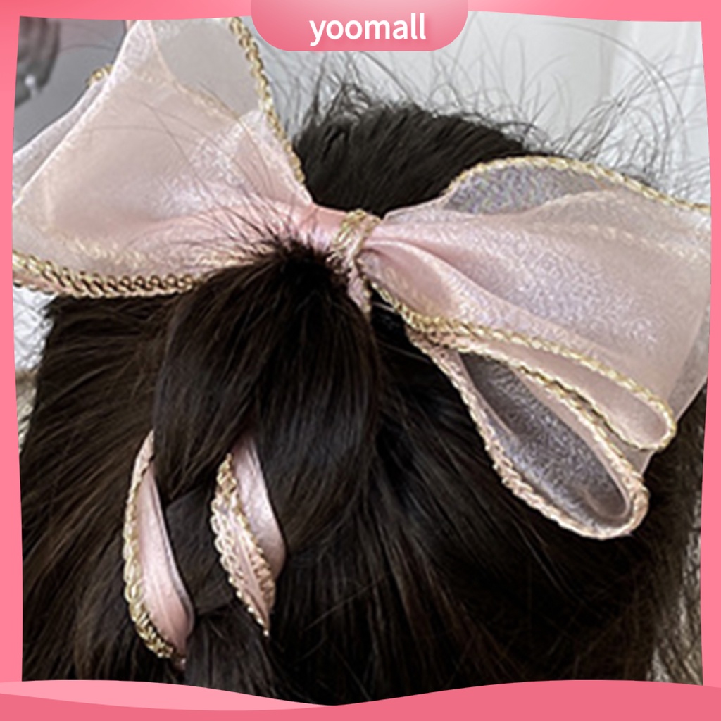 Kẹp Tóc Nơ Lưới Ruy Băng Dài Phong Cách Hàn Quốc Cho Nữ