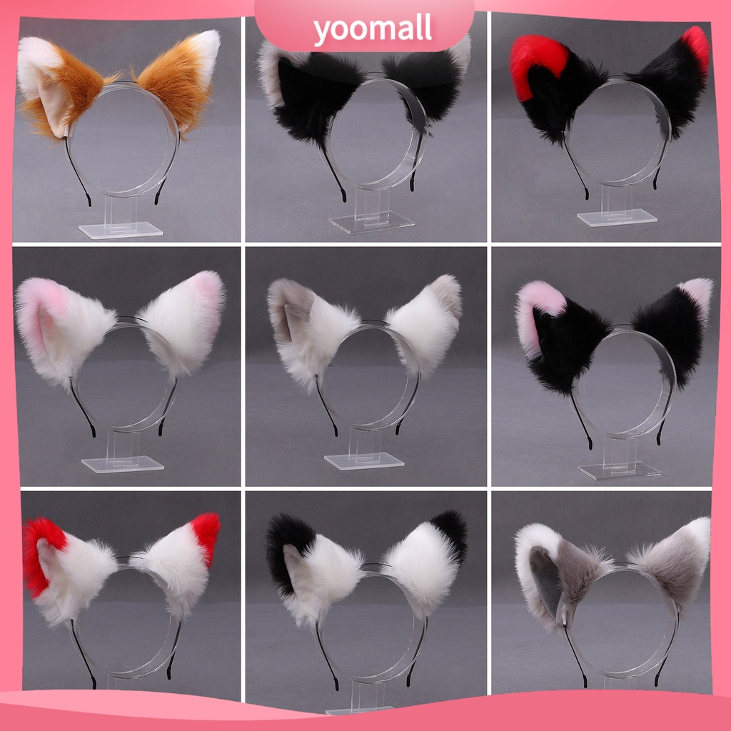 Băng Đô Tai Mèo Bông Chống Trượt Hóa Trang Lolita Dễ Thương Cho Nữ