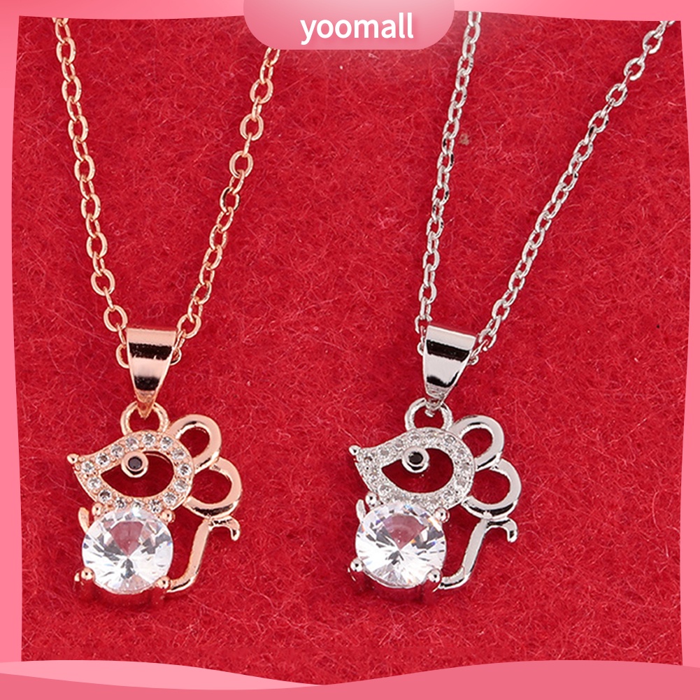 Vòng cổ Mặt Hình Chú Chuột Đính Đá Zircon Thời Trang Cho Nữ