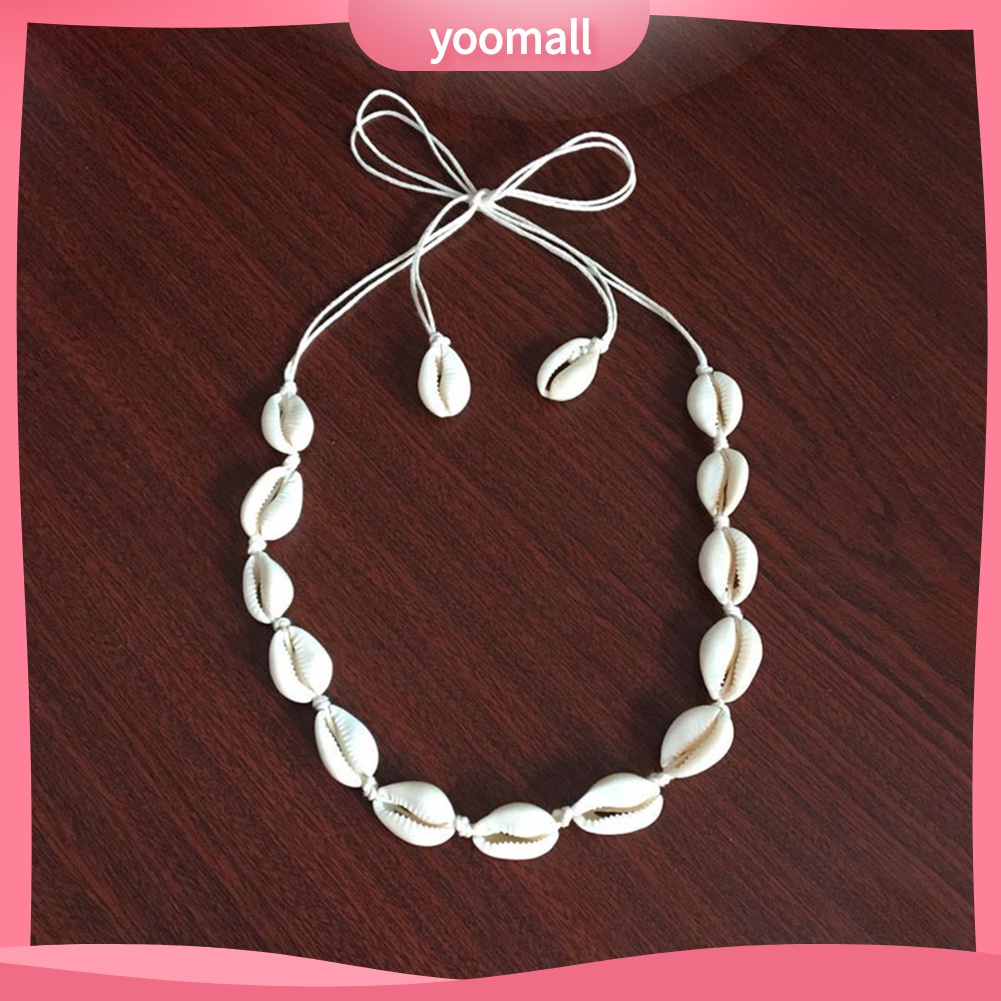 [YM] Vòng Cổ Choker Dệt Tay Mặt Vỏ Sò Biển Hawaii Làm Quà Tặng Cho Nữ