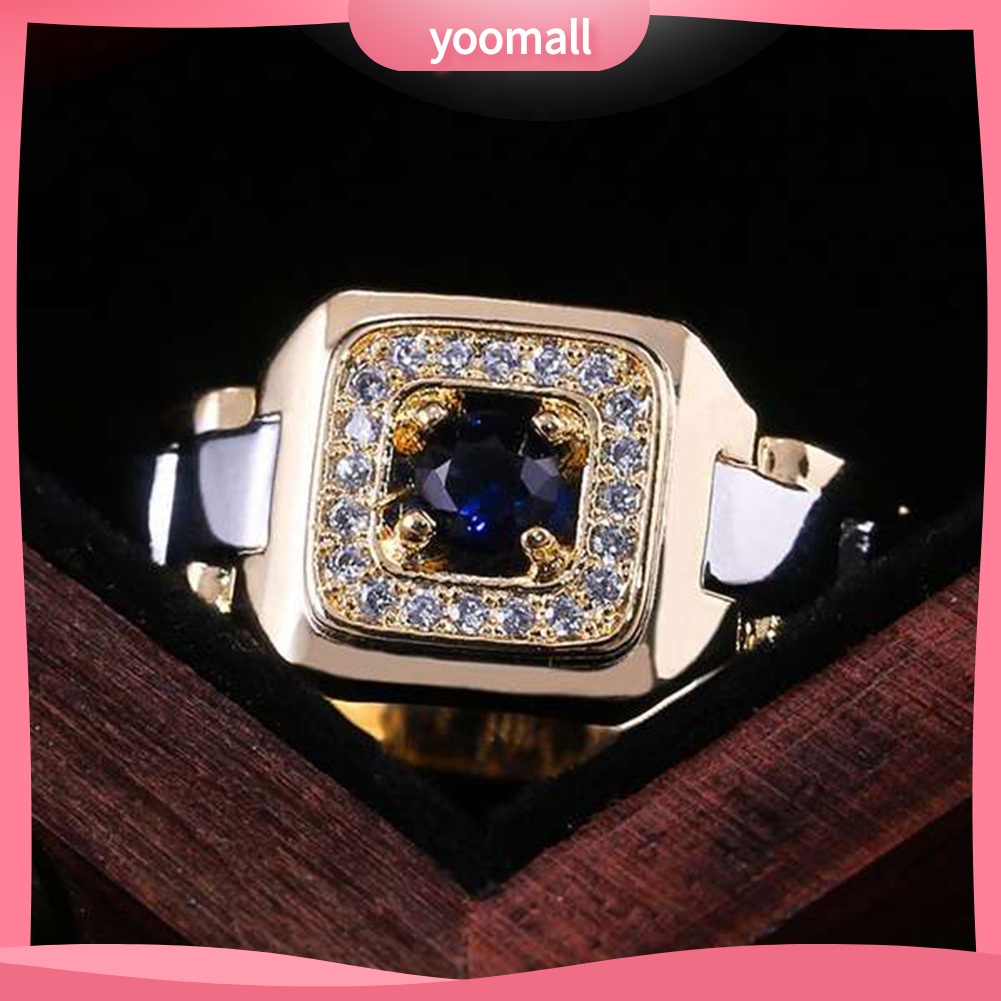 Nhẫn Đính Đá Sapphire Nhân Tạo Kiểu Dáng Sang Trọng Cho Nam