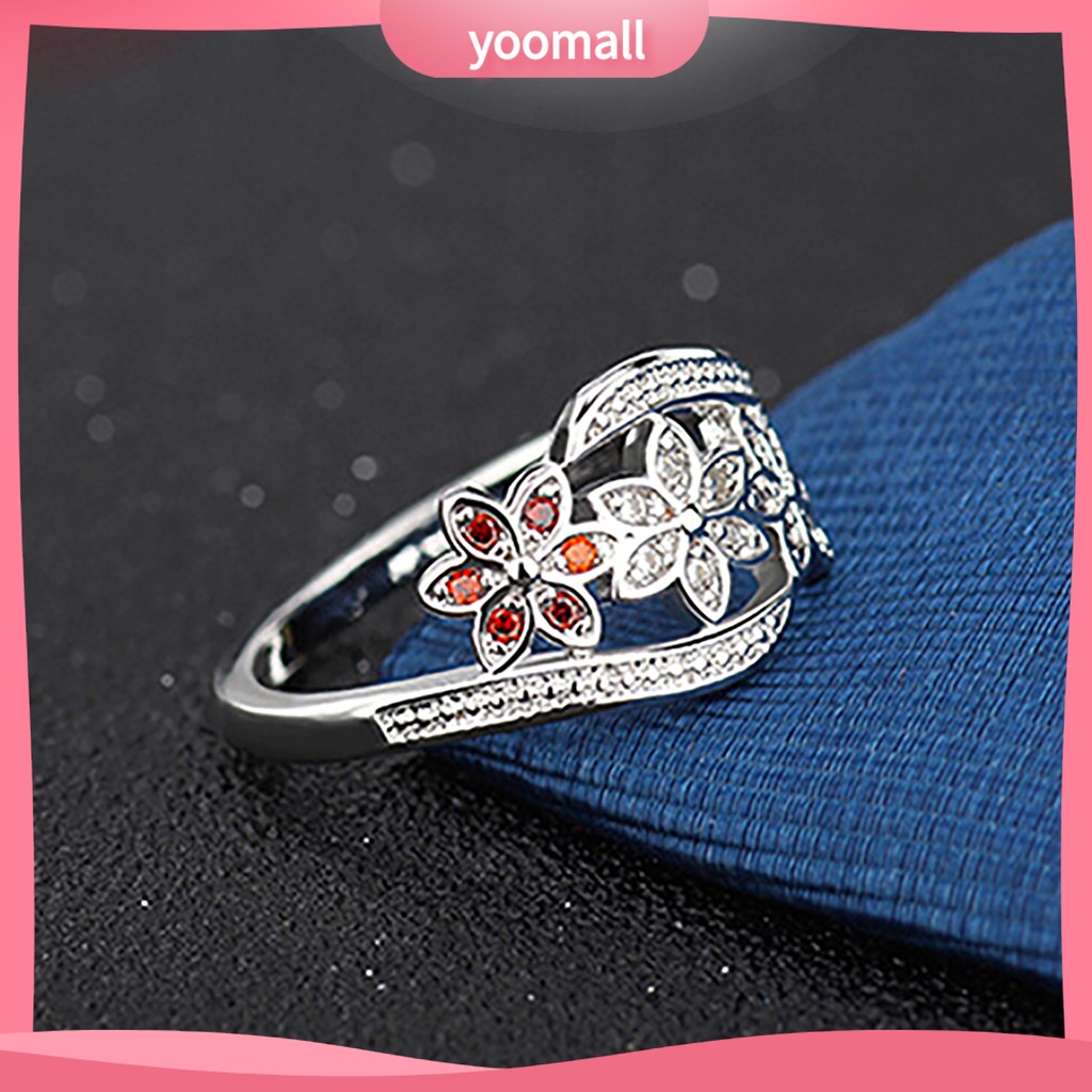 Nhẫn Mạ Bạc Hình Hoa Đính Đá Zircon Thời Trang Cho Nữ