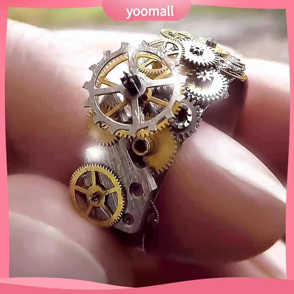 Nhẫn Hình Bánh Răng Thiết Kế Hình Học Phong Cách Vintage Dùng Làm Quà Tặng Đám Cưới