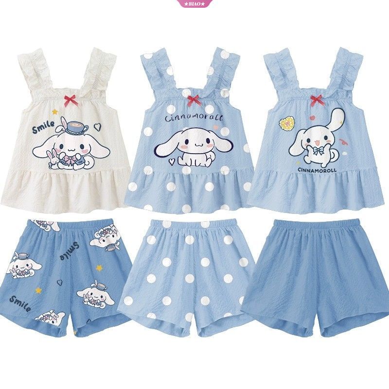 Bộ Đồ Ngủ Ngắn Tay In Hoạt Hình Cinnamoroll Dễ Thương Dành Cho Trẻ Em