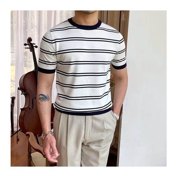 Ông Mr. Mr. Mr. Mr Áo Thun Ngắn Tay Cổ Tròn Họa Tiết Sọc Ngang Thời Trang Dành Cho Nữ