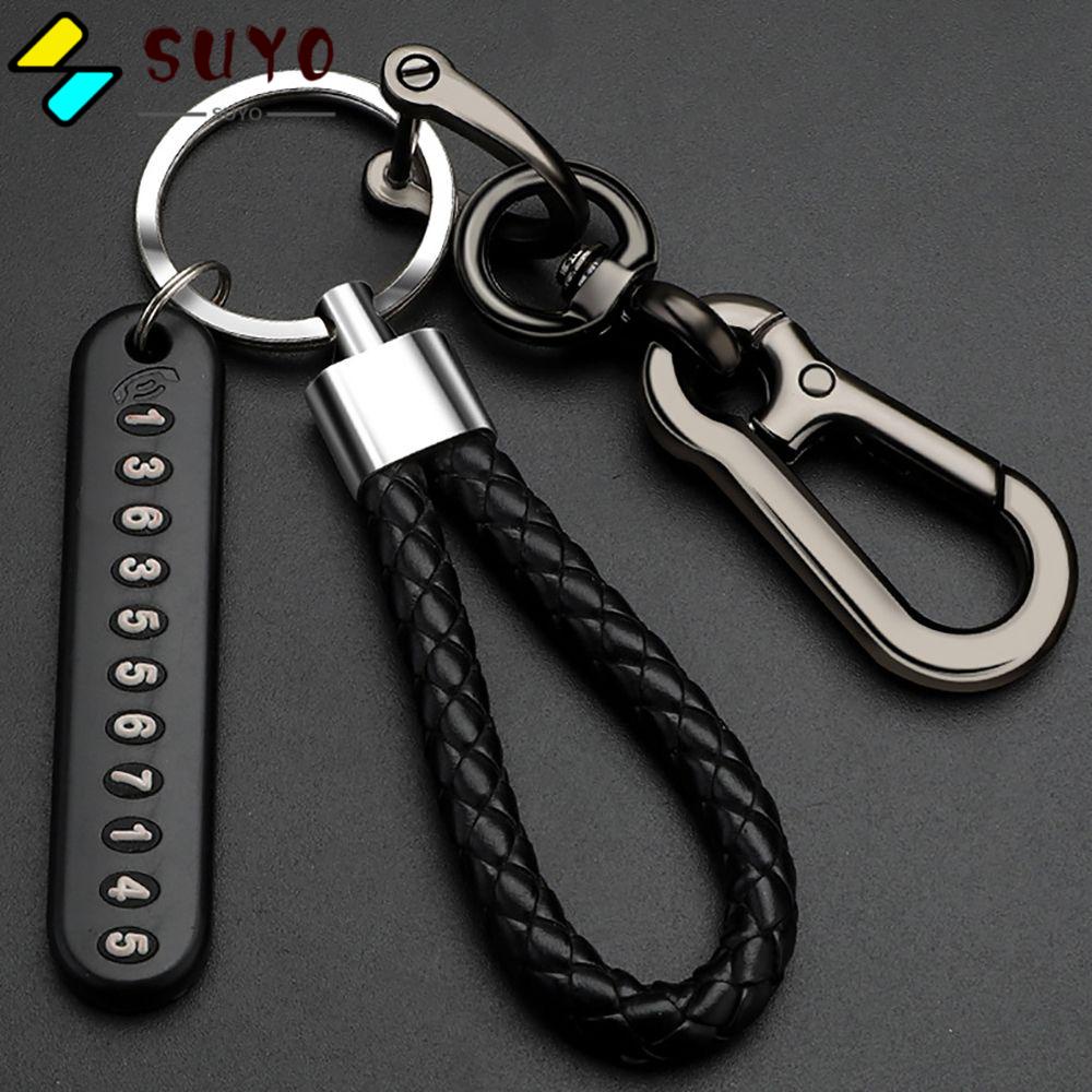 SUYO Móc Khóa Xe Hơi DIY Bằng Da Chống Thất Lạc