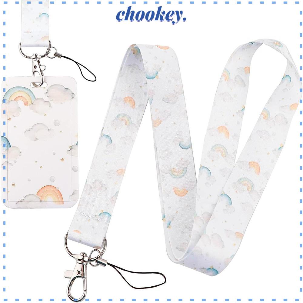 CHOOKEY Dây Đeo Thẻ ID Màu Cầu Vồng Có Móc Khóa Dành Cho Học Sinh / Văn Phòng