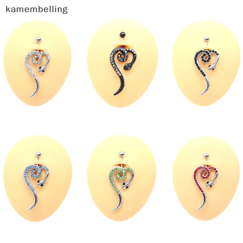 Khuyên Rốn Hình Rắn Đính Đá Zircon Bằng Thép Không Gỉ Cho Nữ