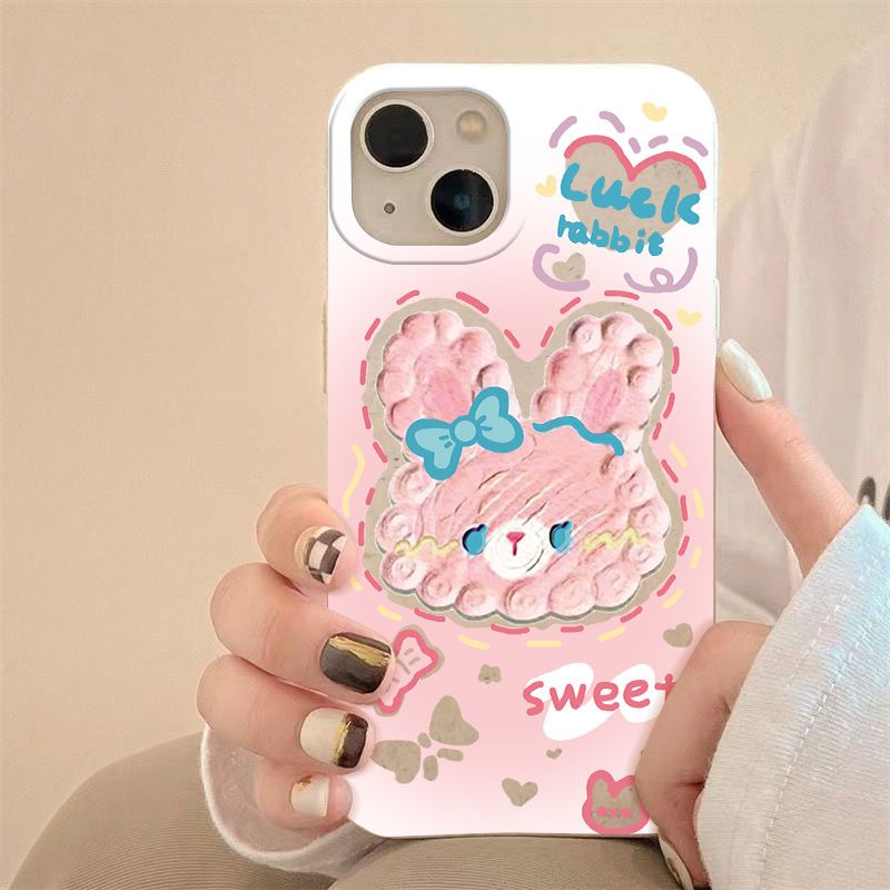 Ốp Điện Thoại Mềm Chống Sốc Đính Kẹp Tóc Hình Thỏ Hồng / Xanh Dương 138p 7In14Promax iPhone12 11 JOU8
