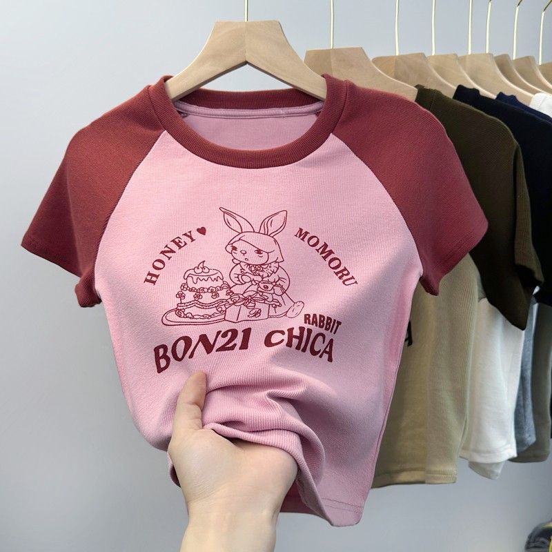 Áo Thun Cotton Tay Ngắn Màu Trơn Thời Trang Mùa Hè Cho Bé Gái
